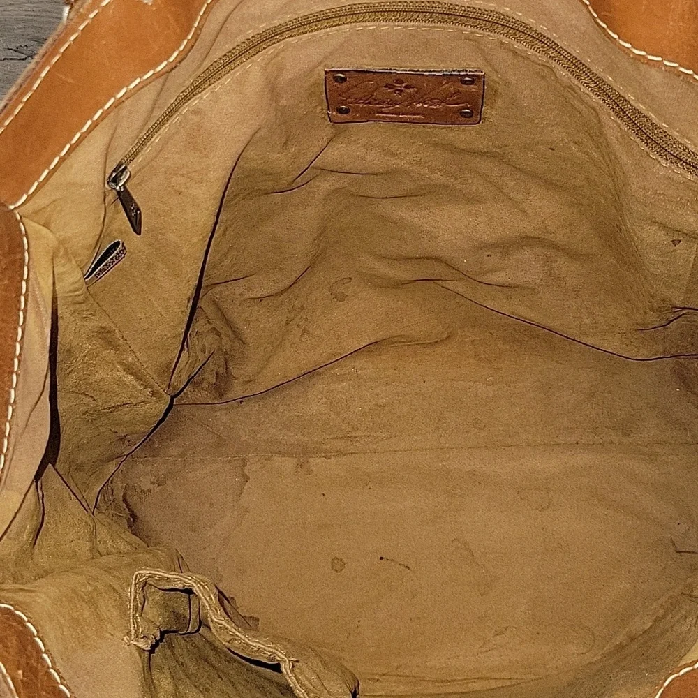 Patricia Nash Brown Tooled Leather Tote Shoulder Bag